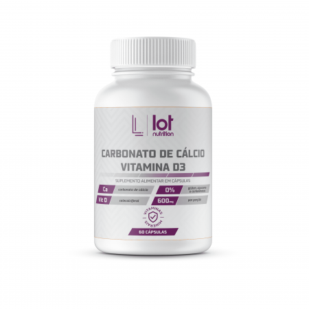 Cálcio 600mg + Vitamina D3 2.000UI 60 cápsulas Lot Nutrition