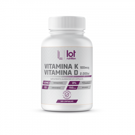 Vitamina D3 2.000UI + Vitamina K2MK7 100mcg 120 cápsulas Lot Nutrition