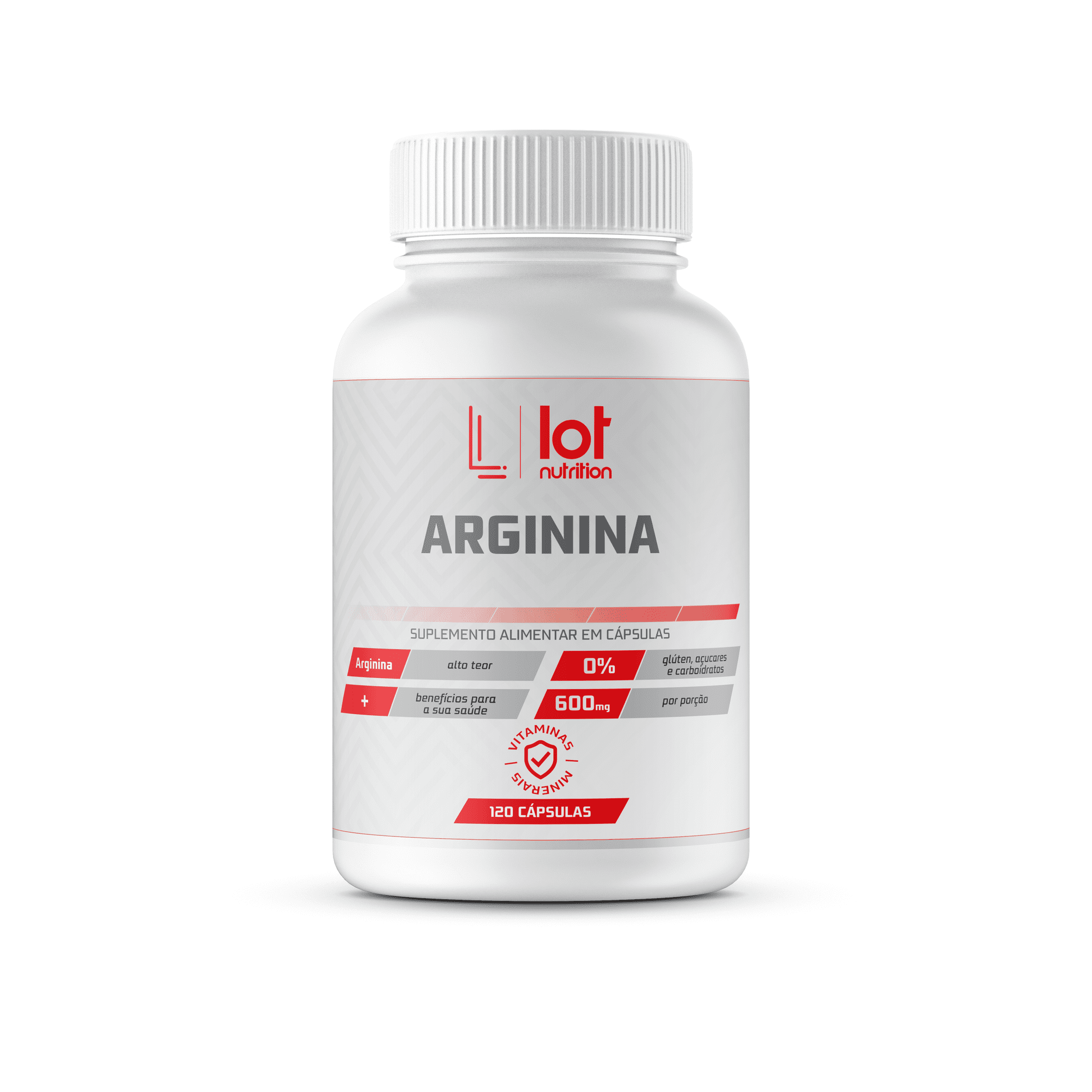 Arginina 600mg 120 cápsulas Lot Nutrition Vasodilatador