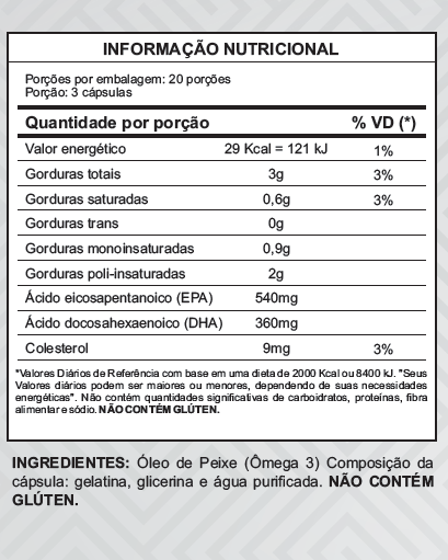 Ômega 3 1000mg EPA 540mg DHA 360mg 60 cápsulas Lot Nutrition