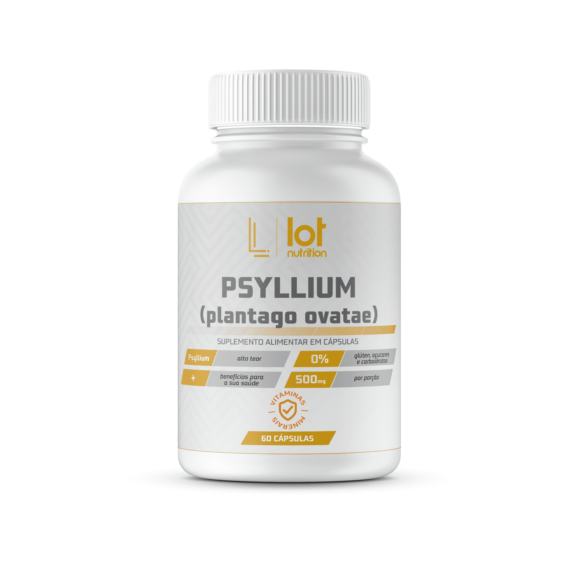 Psyllium Plantago ovatae 500mg 60 cápsulas Lot Nutrition
