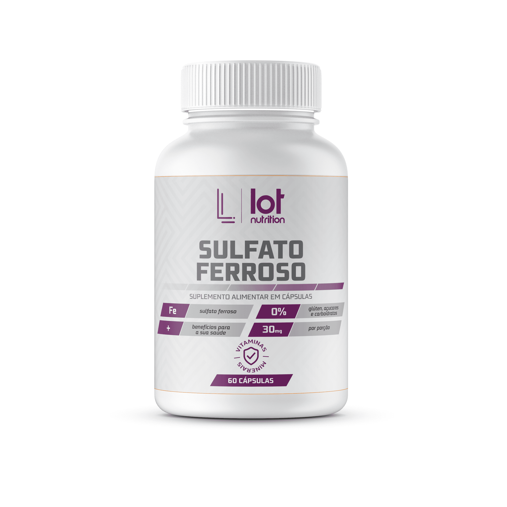 Sulfato ferroso 30mg 60 cápsulas Lot Nutrition