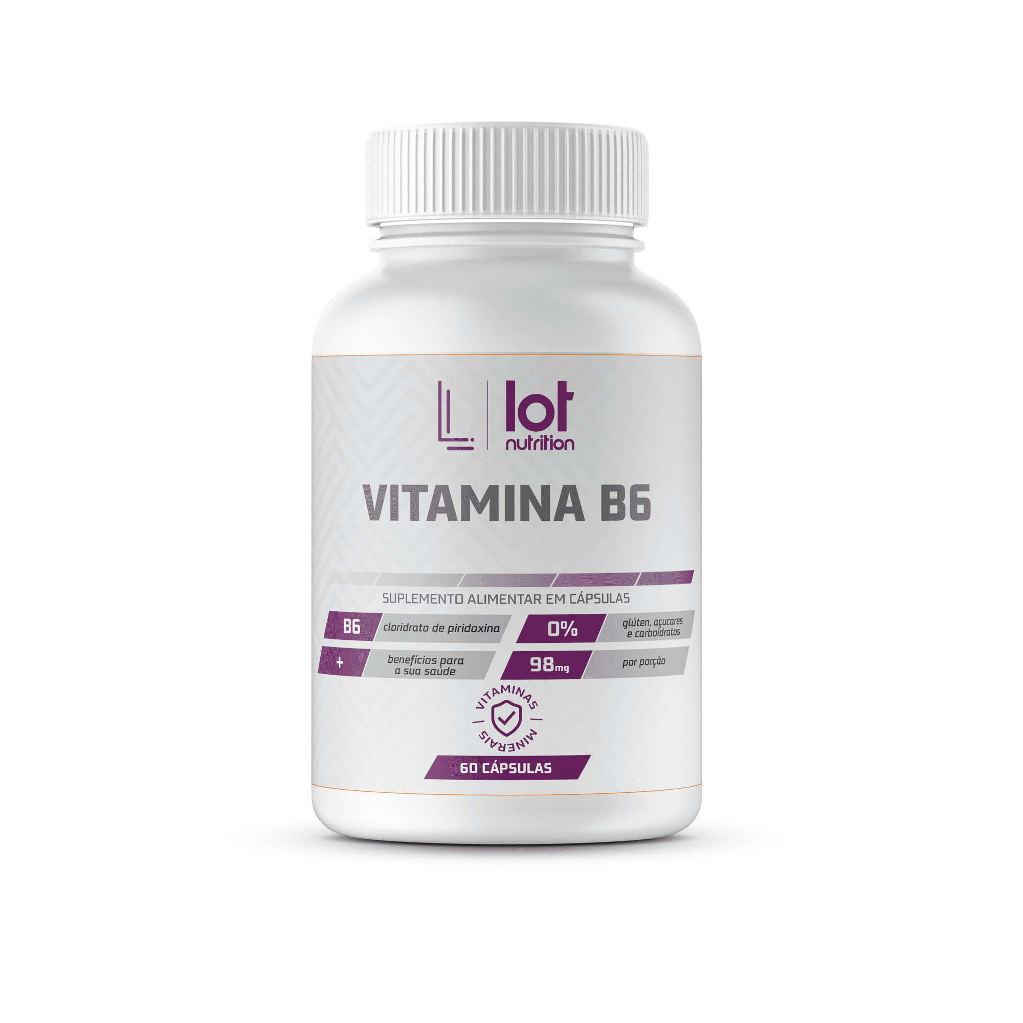 Vitamina B6 Piridoxina 60 cápsulas Lot Nutrition