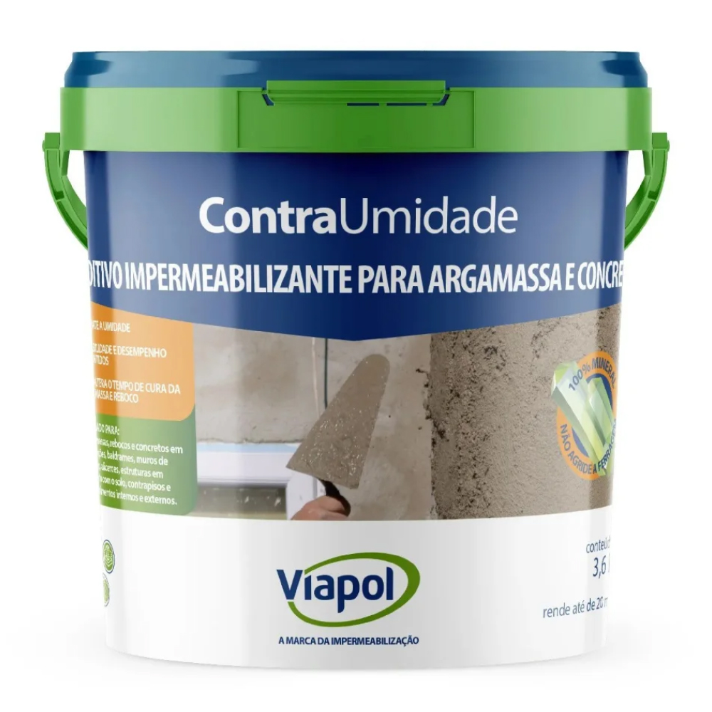 Contra Umidade Aditivo Impermeabilizante para Argamassa e Concreto 3,6L VIAPOL