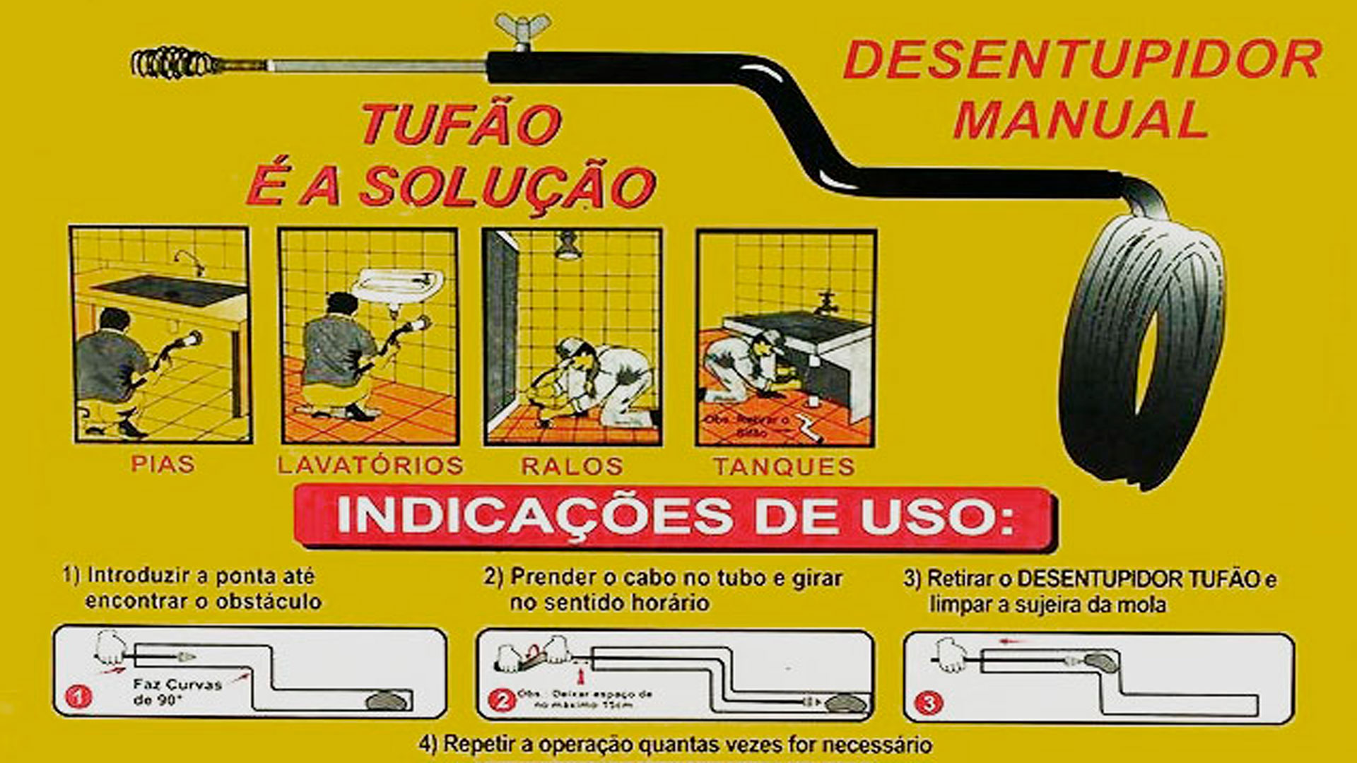 Desentupidor Manual Tufão 15 Metros - OVERTIME