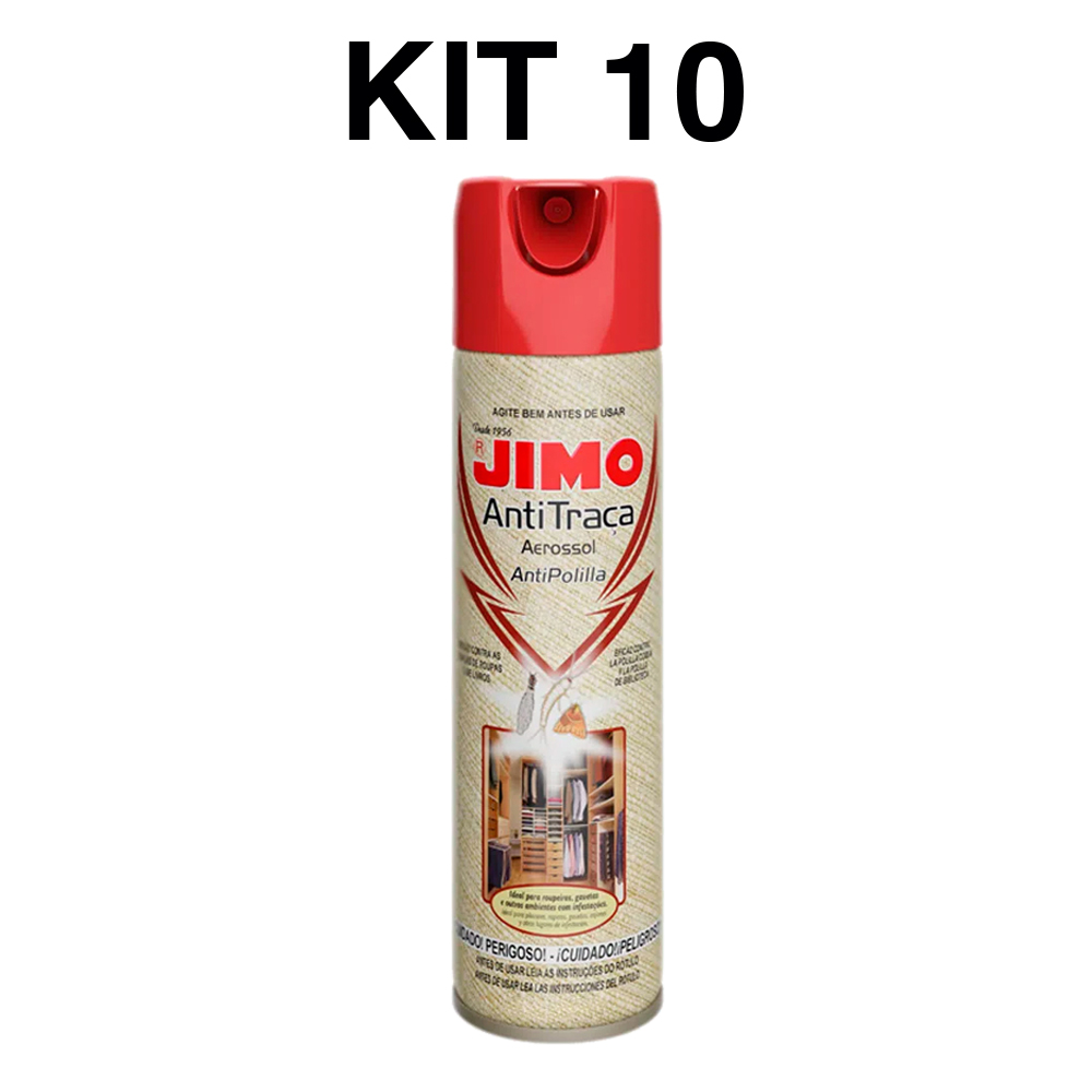 Kit 10 Jimo Antitraça Spray Aerossol 300ml Mata Traça