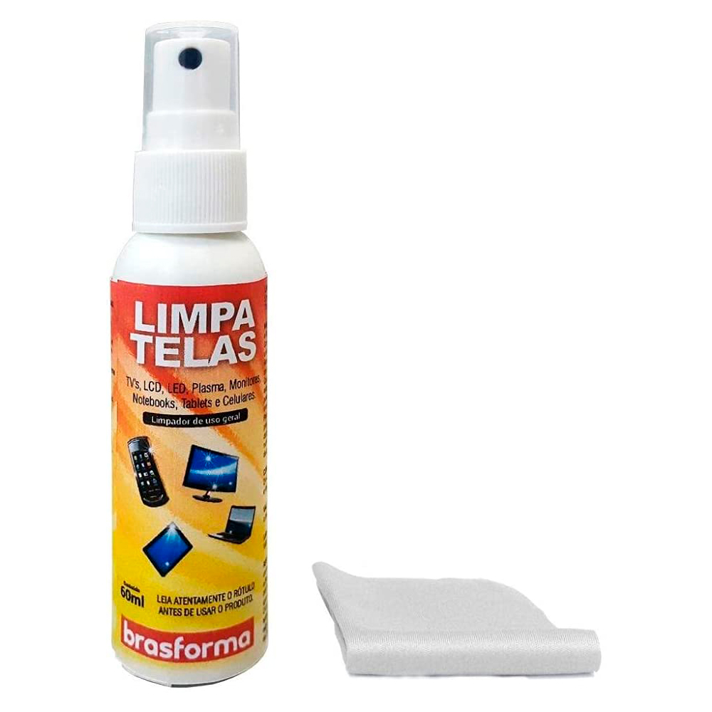 Kit Limpa Telas Spray 60ml Brasforma Visor Lcd Monitor TV
