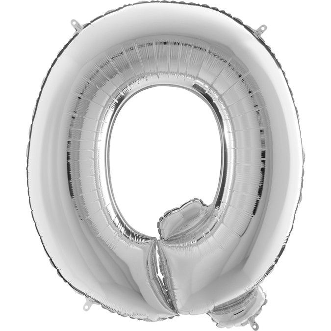 Balão Metalizado Prata Letra Q - 40cm