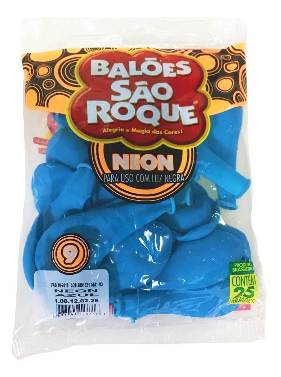 Balão São Roque Neon N°9 C/25un Azul