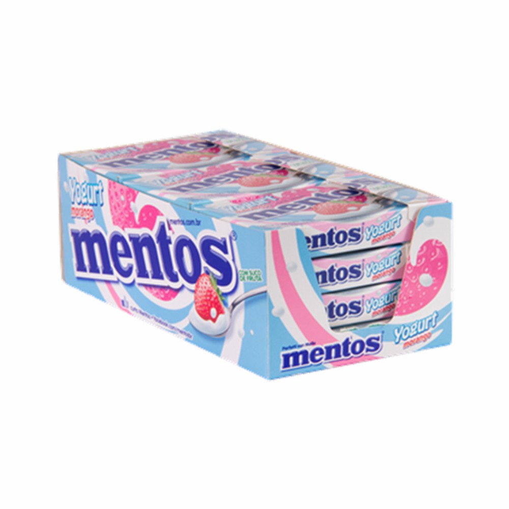 Pastilha Mentos Slim Box 12x24,1gr - Yogurte Morango