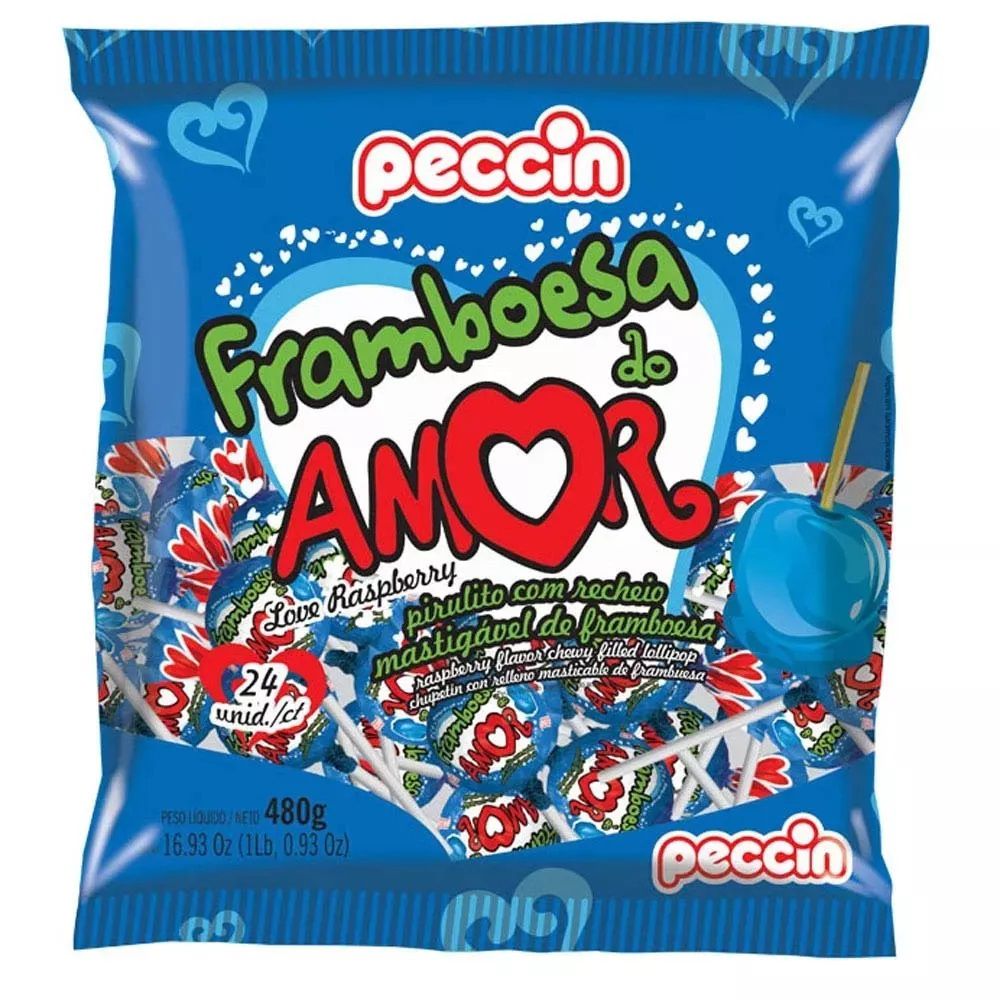 Pirulito Framboesa Do Amor C/24 480gr - Peccin