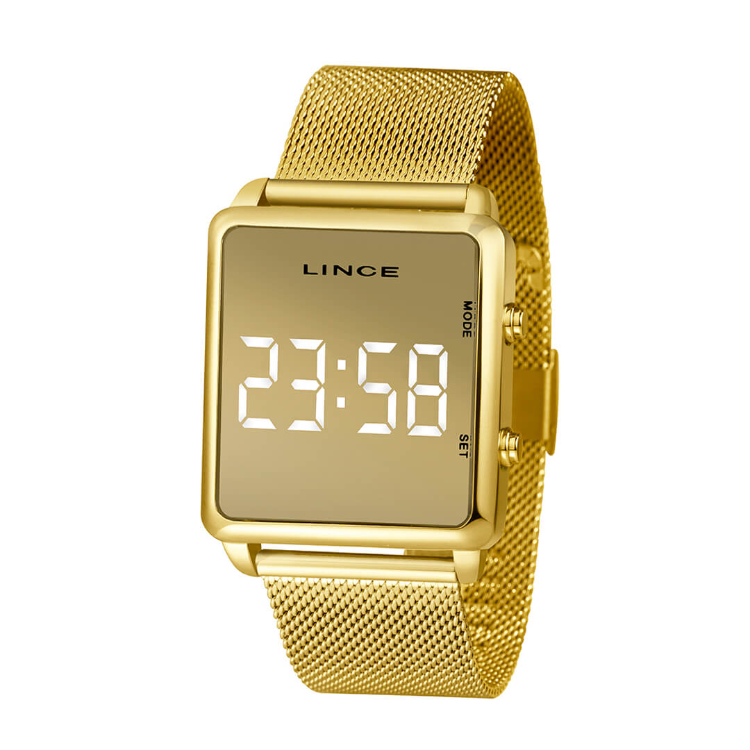 Relógio Lince Feminino Digital Dourado
