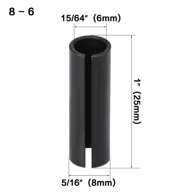 Bucha Adaptador Para Tupia Pinça De 8mm P/ 6,00mm