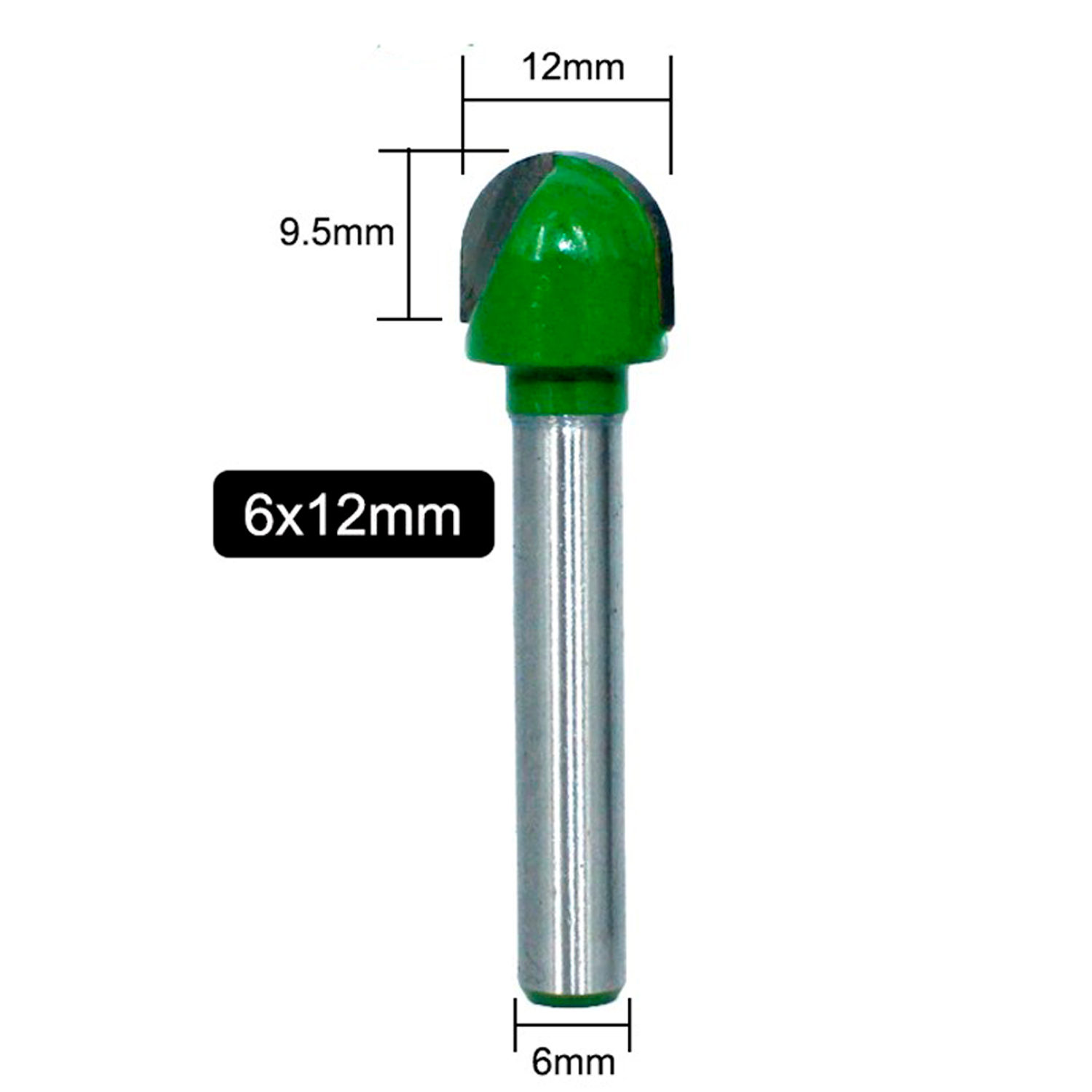 Fresa Ball Nose Green Cnc Router Madeira Diâmetro 12,0mm X 9,5mm