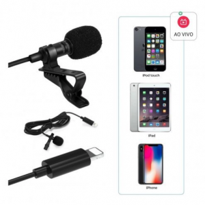 Microfone de Lapela para Celular iPhone 6 7 8 X Xr Xs Lightning XO-MKF 03