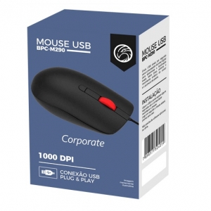 Mouse Óptico Ergonômico Bpc-m290 1000dpi Preto/vermelho Corporate