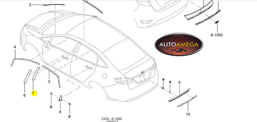 Decalque Adesivo da Moldura Porta D.D Ford New Fiesta Hatch 2014/ Original