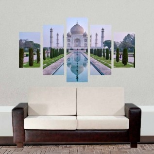 Conjunto de 5 quadros decorativos em Canvas - Taj mahal