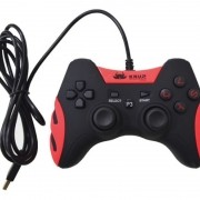 Controle Videogame Com Fio 2 Em 1 Ps3 Ou Pc Dualshock Joypad KP-4040 Knup Vermelho