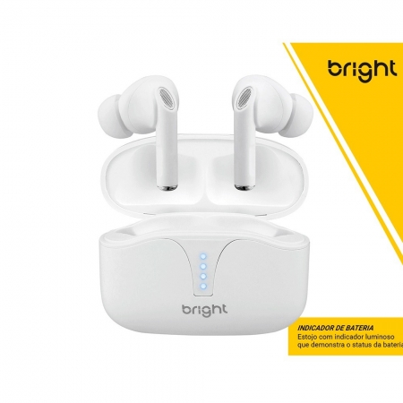 Fone de Ouvido Bright ANC, Bluetooth, Sem Fio Branco