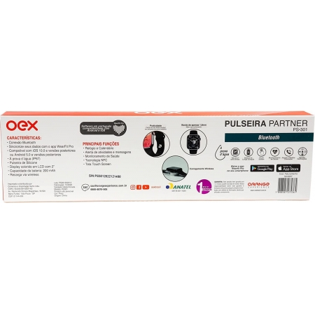 Relógio SmartWatch Sport Pulseira Partner Oex Ps301 Preto
