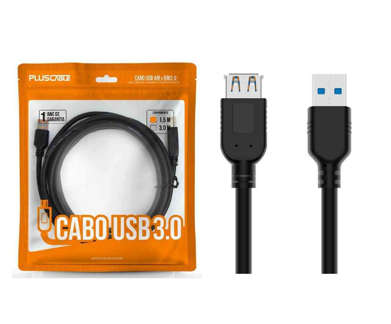 CABO EXTENSOR USB 3.0 AMxAF 1,5M USBAF3015 PLUS CABLE