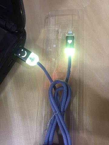 CABO USB LIGHTNING COM LED NAS PONTAS CB-5G-LED
