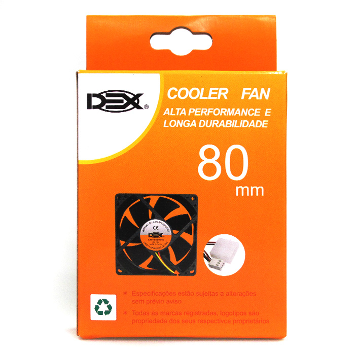 Cooler para gabinete 80mm 8cm com Conectores dx-8c