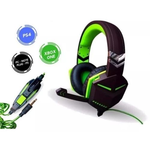 Fone Gamer Headset Verde Pc Ps4 Xbox One P2 Microfone Knup Kp-433