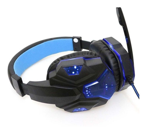 Fone Headset Gamer P2 C/led Azul Usb + Adaptador Y P3 Ps4/pc DF-81