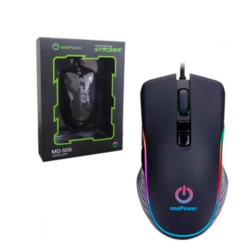 MOUSE GAMER USB ONEPOWER RGB 7 BOTOES 3200DPI  MO505