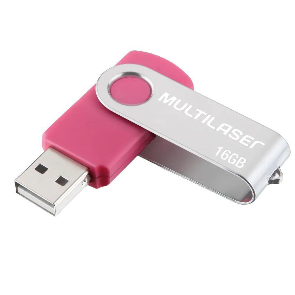 PEN DRIVE 16 GB TWIST ROSA USB 2.0 PD688 MULTILASER