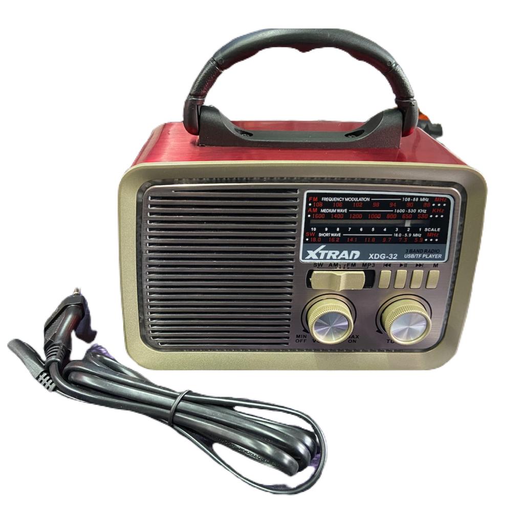 Radio Retro Vintage  Portátil Bluetooth Am Fm Xdg-32 Vermelho Metalico