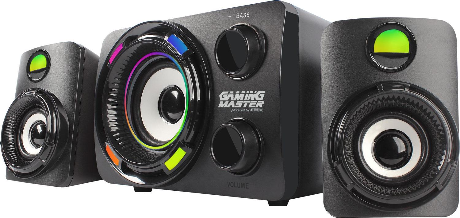 SUBWOOFER GAMER 2.1 9.9W RMS PRETO/LED 7 CORES SS-9800 K-MEX