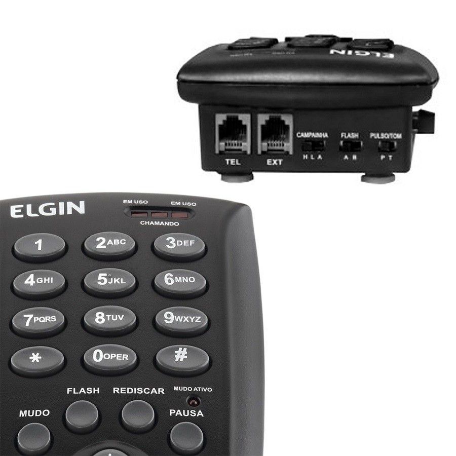 Telefone Elgin Headset com Base Discadora HST-6000 Preto