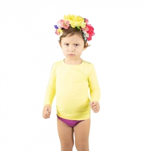 Camiseta Baby UV LINE Infantil Manga Longa Amarelo Claro Proteção Solar