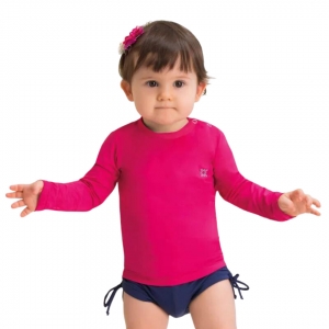 Camiseta UV LINE Baby Nina Manga Longa Infantil Pink Proteção Solar