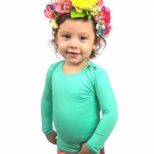 Camiseta UV LINE Baby Nina Manga Longa Infantil Verde Claro Proteção Solar