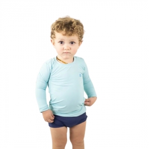 Camiseta UV LINE Baby Nino Infantil Manga Longa Azul Claro Proteção Solar