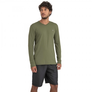 Camiseta UV LINE Sport Fit Manga Longa Masculino Verde Militar Proteção Solar