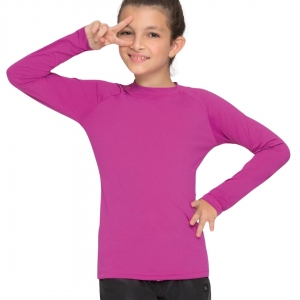 Camiseta UV LINE Uvpro Manga Longa Infantil Rosa Batom Proteção Solar