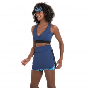 Short Saia UV LINE Stone Beach Tennis Feminino Azul Proteção Solar