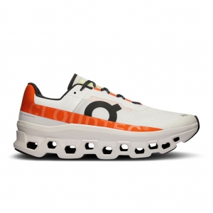 Tênis de Corrida On Running Cloudmonster Masculino Undyed-White/Flame