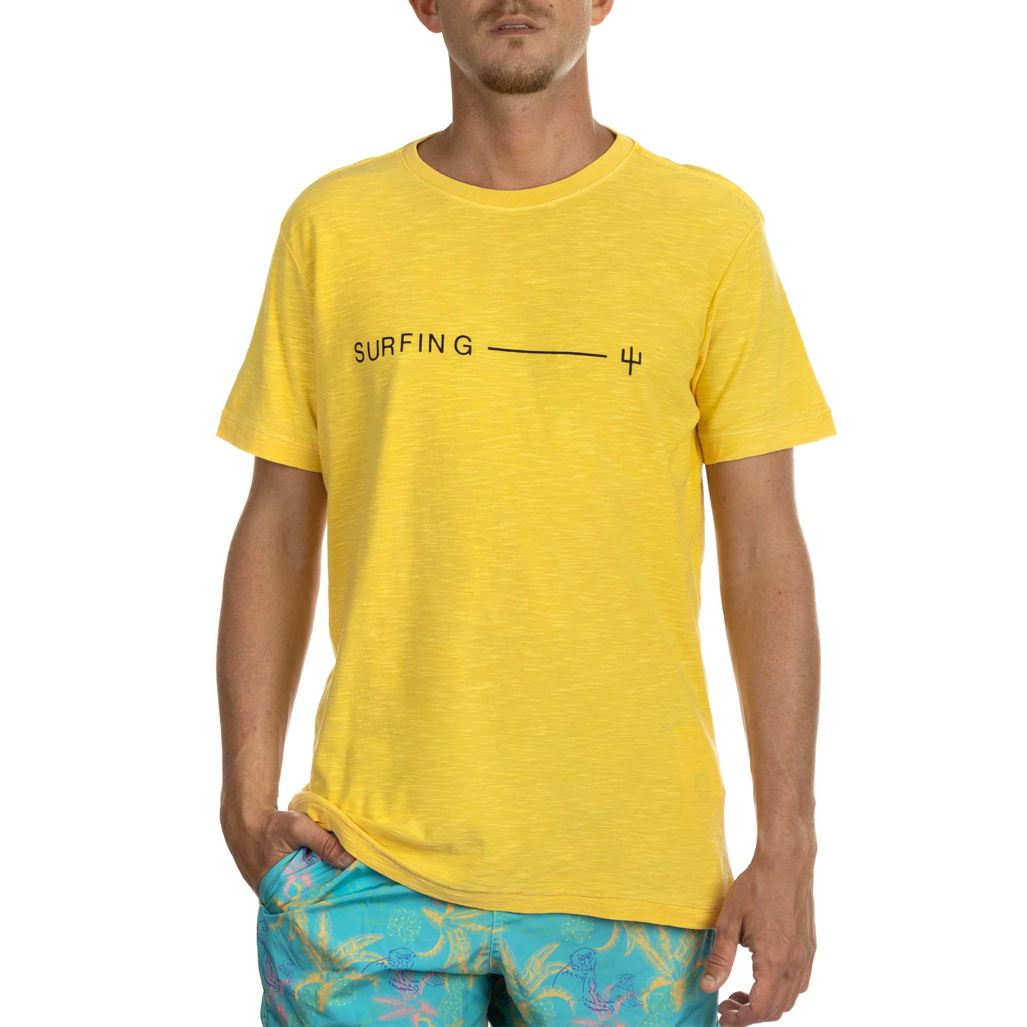 Camiseta Osklen Rough Surfing Manga Curta Masculino Mostarda