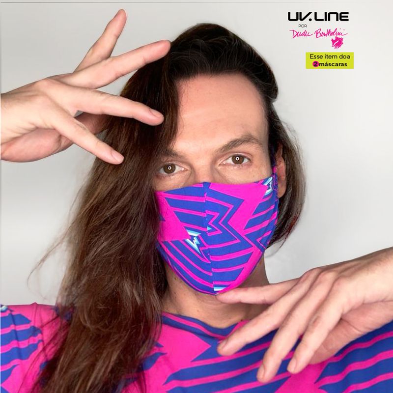 Máscara UV LINE Amarração Dudu Shazam com Pink/Índigo Proteção Solar