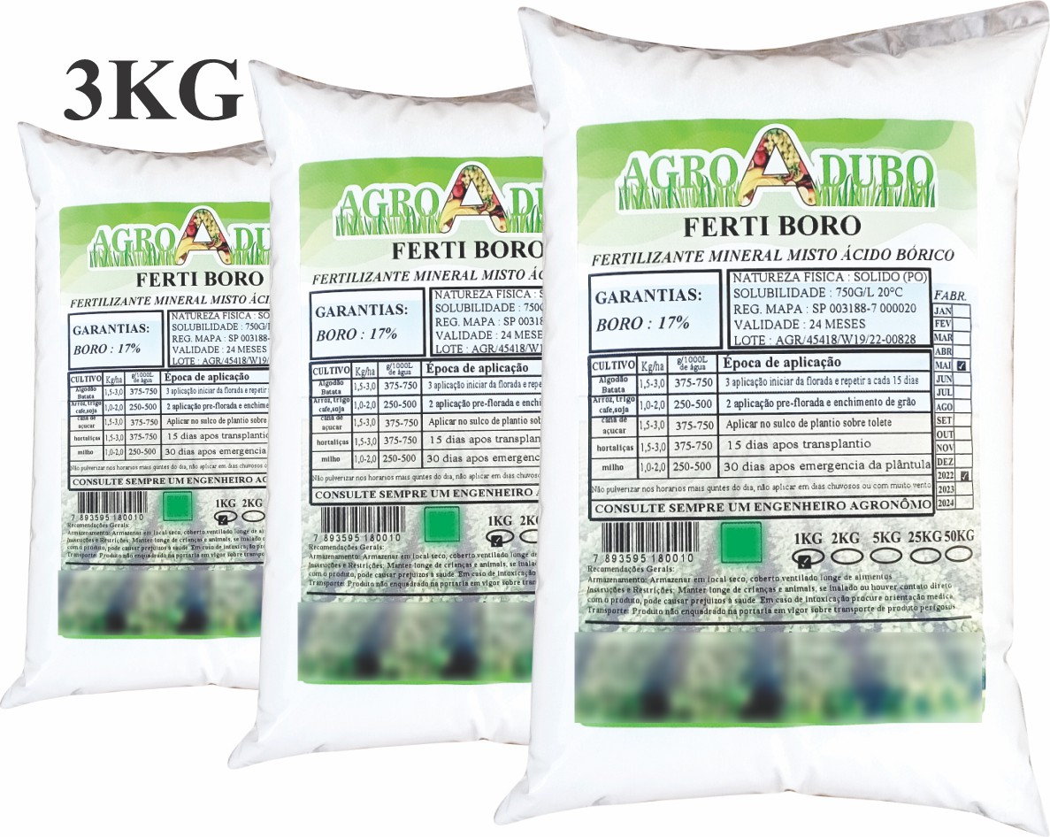 Ácido Bórico Puro Soluvel Fertilizantes 3Kg