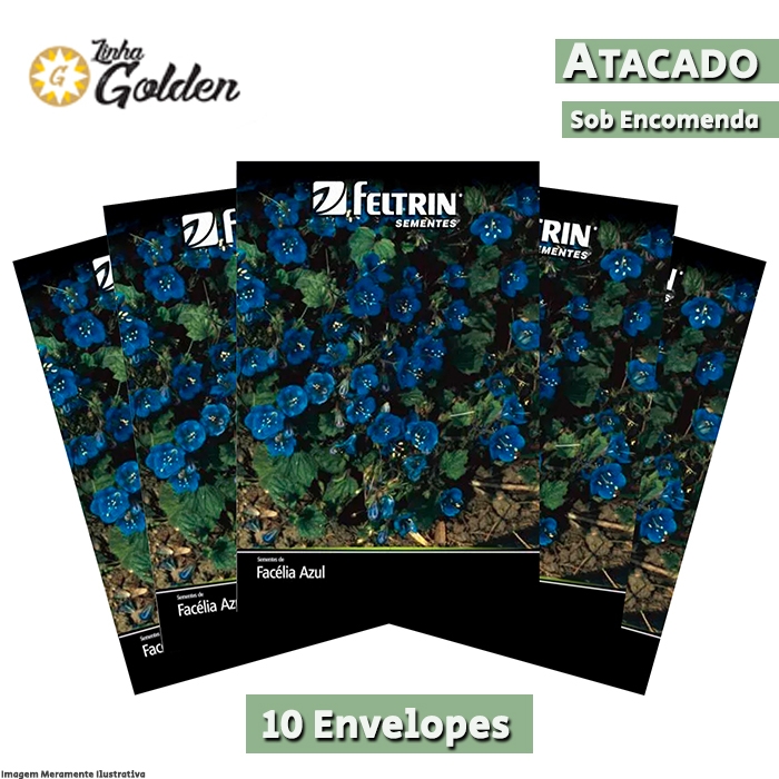 10 Envelopes - Sementes de Facélia Azul - Atacado - Feltrin - Linha Golden