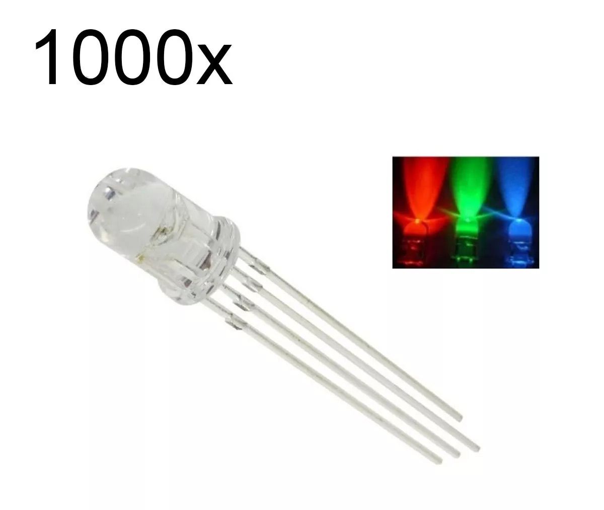 1000x Led 5mm RGB 4 Terminais Ânodo Comum