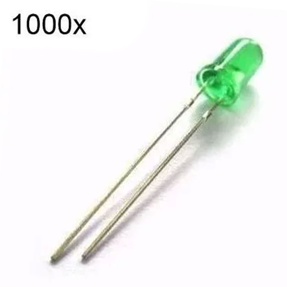 1000x Led Verde Difuso 3mm