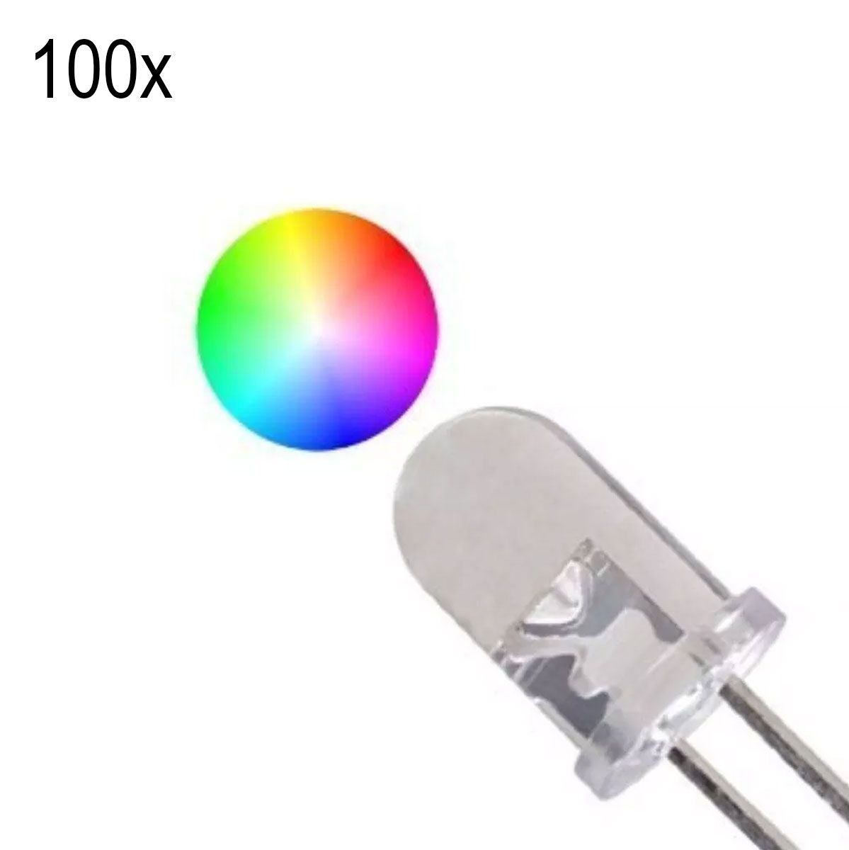 100x Led Flash 5mm RGB Alto Brilho Efeito Lento 2 Pinos Cor Automática